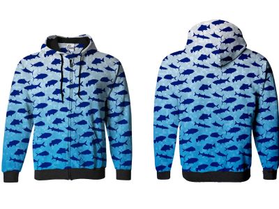 BLUZA Z KAPTUREM I ZAMKIEM WZORY UNIWERSALNE - MIX SEA FISH