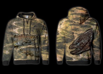 BLUZA Z KAPTUREM I ZAMKIEM BROWN TROUT (sand)