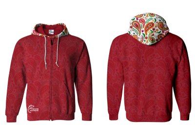 BLUZA Z KAPTUREM I ZAMKIEM PAISLEY ORANGE 2