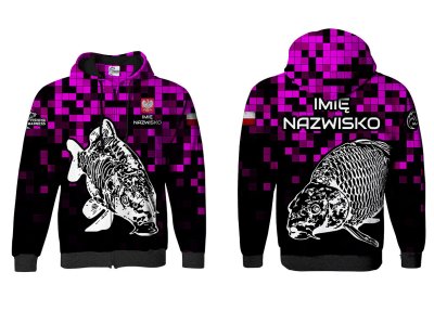 BLUZA Z KAPTUREM I ZAMKIEM PIXEL CARP (PINK)