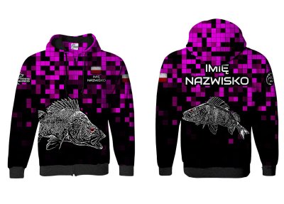 BLUZA Z KAPTUREM I ZAMKIEM PIXEL PERCH (PINK)