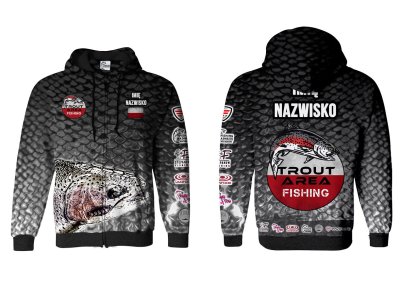 BLUZA Z KAPTUREM I ZAMKIEM TROUT AREA FISHING GREY