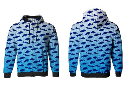 BLUZA Z KAPTUREM I ZAMKIEM WZORY UNIWERSALNE - MIX SEA FISH