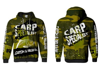 BLUZA Z KAPTUREM I ZAMKIEM CARP SPECIALIST (green)