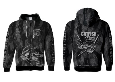 BLUZA Z KAPTUREM I ZAMKIEM CATFISH PRO (grey camo)