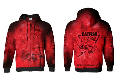 BLUZA Z KAPTUREM I ZAMKIEM CATFISH PRO (red)