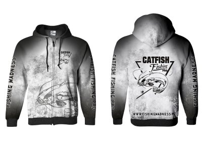 BLUZA Z KAPTUREM I ZAMKIEM CATFISH PRO (silver grunge)