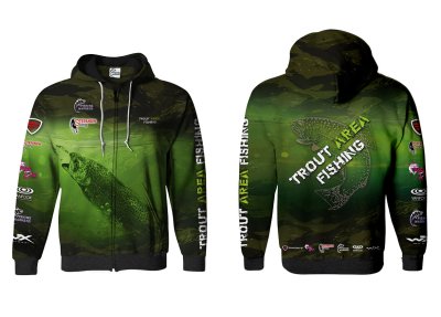 BLUZA Z KAPTUREM I ZAMKIEM TROUT AREA (green)