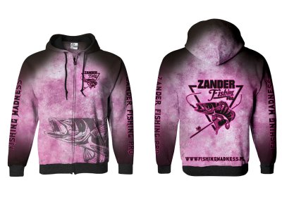 BLUZA Z KAPTUREM I ZAMKIEM ZANDER PRO (pink)