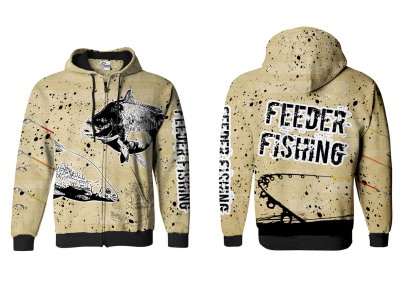 BLUZA Z KAPTUREM I ZAMKIEM FEEDER FISHING (jasny)